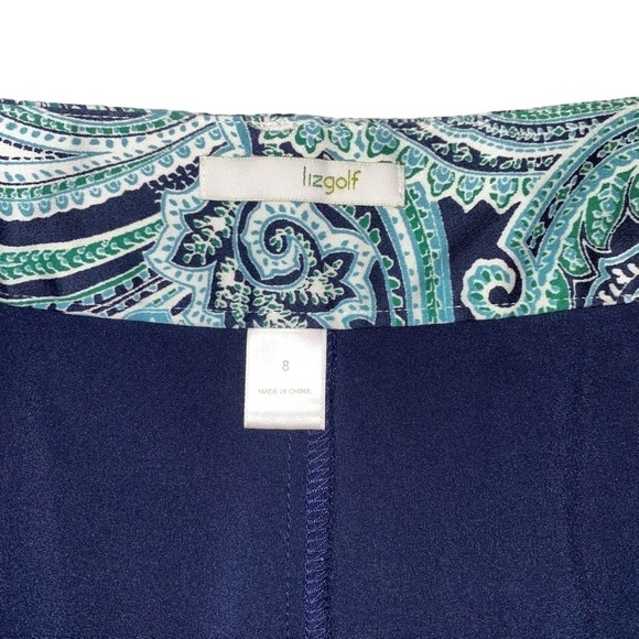 Liz Claiborne LizGolf Skort Blue Paisley with Belt and attached shorts Sz 8 - Picture 7 of 11